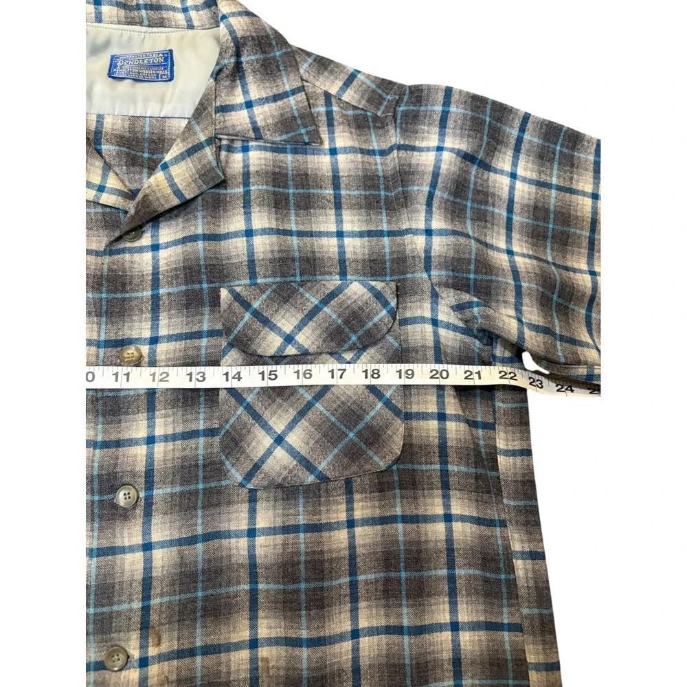 Vintage 50's 60's Pendleton Plaid Board Shirt Short Sleeve M Classic Loop Collar